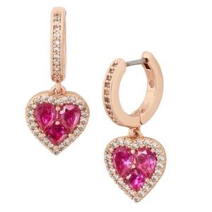 Kate spade rose gold spell it out Huggies crystal heart earrings 💖 NWT